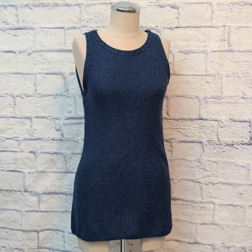 White House Black Market Dark Blue Sweater Knit Tank Top - Size Small